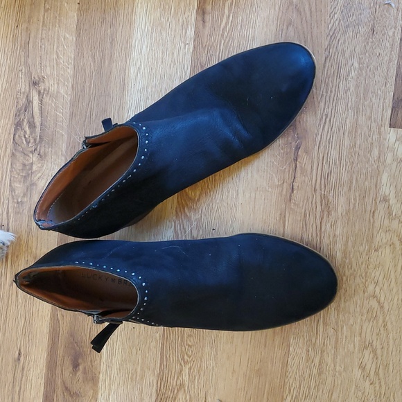 Lucky Brand Shoes - Lucky Brand Black Ankle Booties Leather Suede Silver Studs  Size 8.5 M